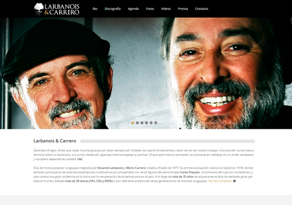 Sitio web responsive desarrollado para el dúo de música popular uruguaya Larbanois & Carrero.