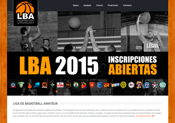 Sitio web responsive desarrollado para la Liga de Basketball Amateur del Uruguay.