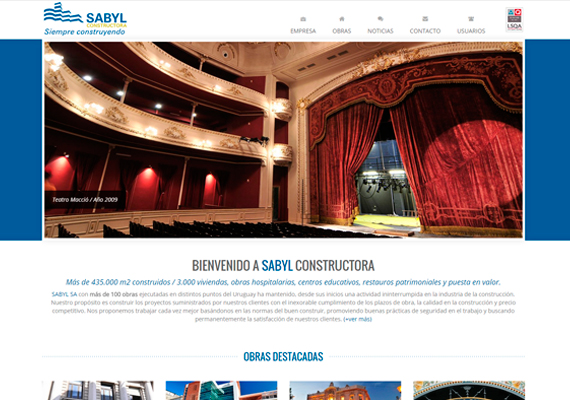 Sitio web responsive desarrollado para la empresa constructora Sabyl SA.