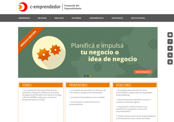 Sitio web responsive desarrollado para el programa del Estado con apoyo a emprendedores C-Emprendedor.