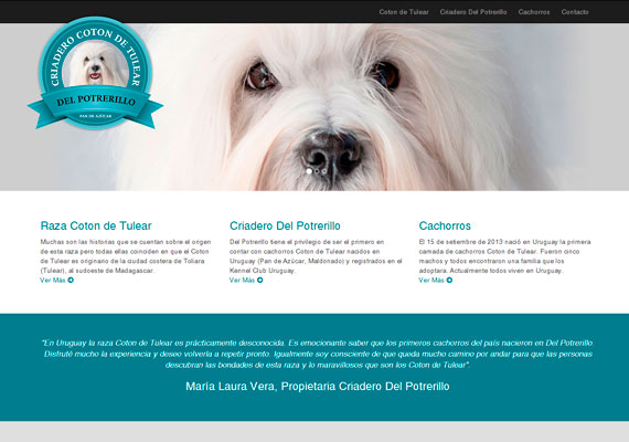 Sitio web responsive desarrollado para el Criadero del Potrerillo especializado en la raza Coton de Tulear.