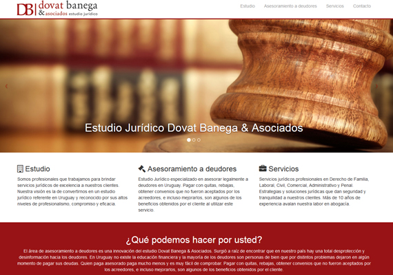 Sitio web responsive desarrollado para el estudio jurídico Dovat Banega & Asociados.