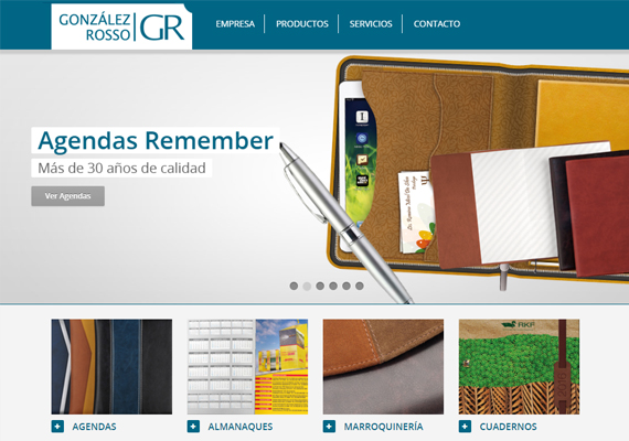 Sitio web responsive desarrollado para la empresa de agendas, almanaques y artículos de marroquinería González Rosso.