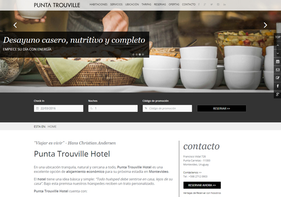Sitio web responsive desarrollado para el hotel Punta Trouville.